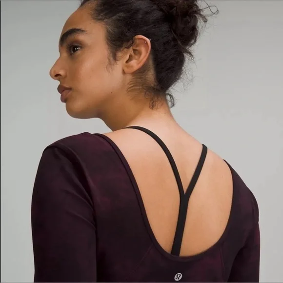 Lululemon Align Cropped Long Sleeve Shirt in Diamond Dye Cassis Black - Picture 5 of 7